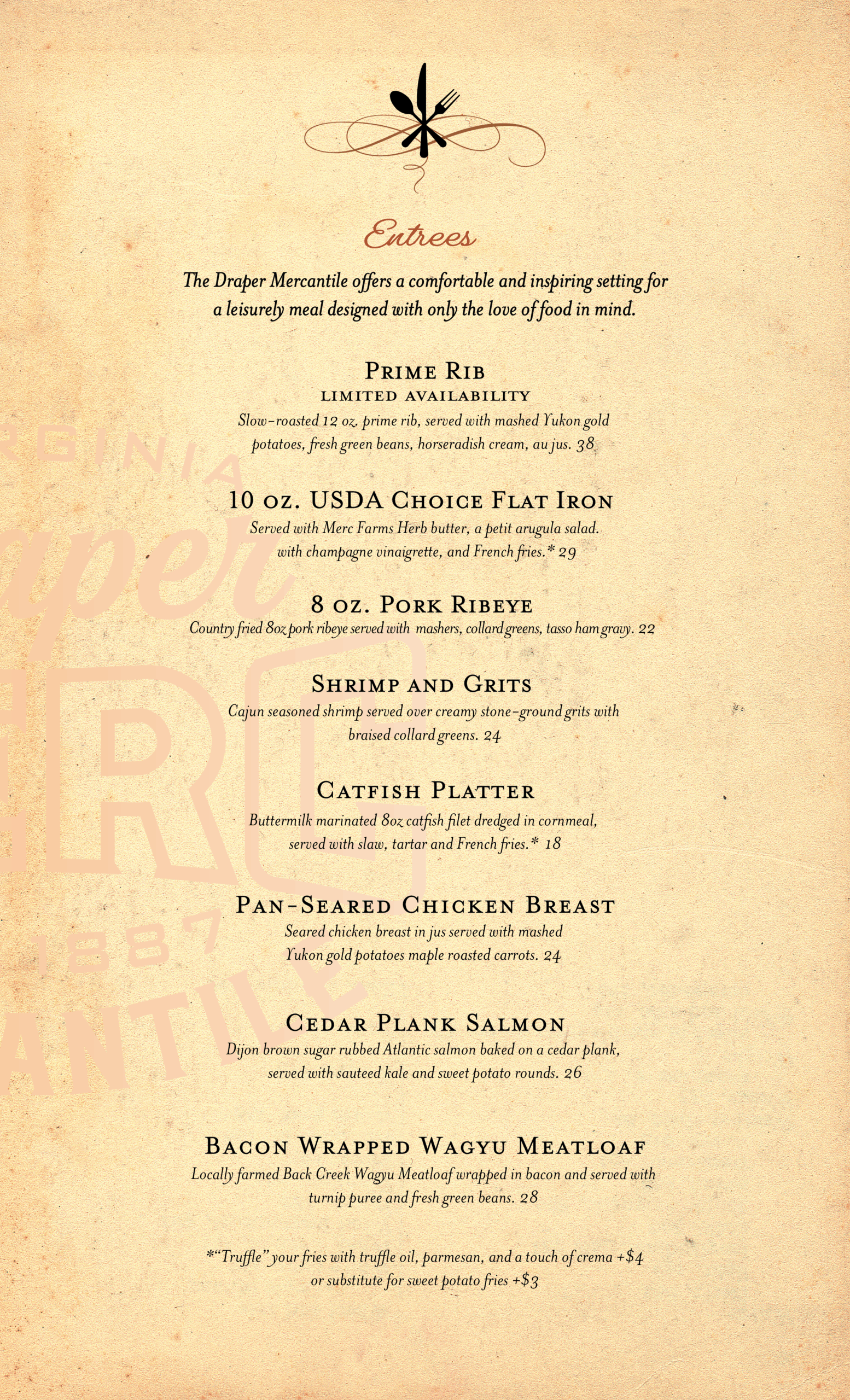 Fall Dinner Menu 2025