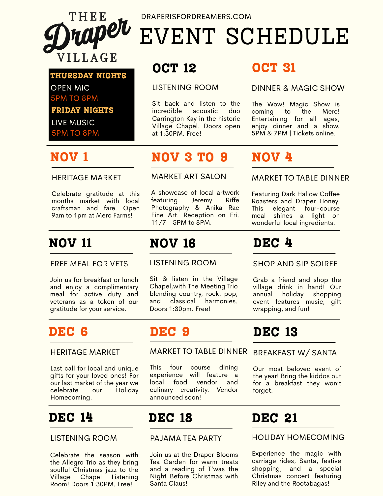 2025 Event Schedule
